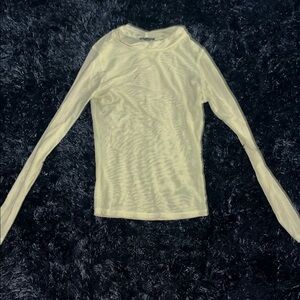 Sheer Long Sleeve Top in Light Yellow